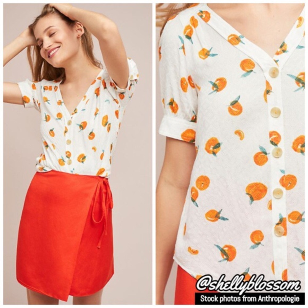 Maeve for Anthropologie Hansley Blouse with 🍊